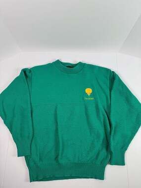 Vintage Andrew Rohan Green Hot Air Balloon Textured Knit Sweater Small USA